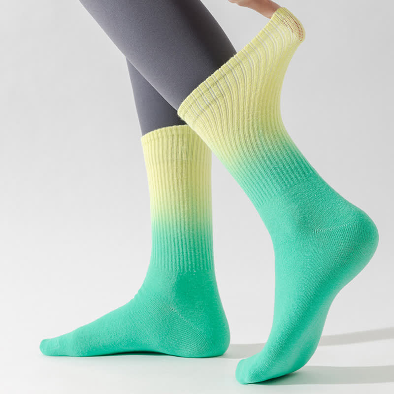 Gradient Color Block Quarter Compression Socks(6 Pairs) - image 9