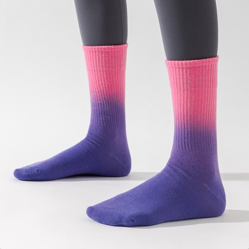 Gradient Color Block Quarter Compression Socks(6 Pairs) - image 14