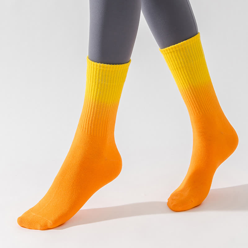 Gradient Color Block Quarter Compression Socks(6 Pairs) - image 6