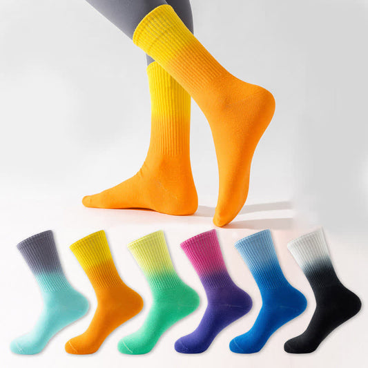 Gradient Color Block Quarter Compression Socks(6 Pairs) - image 1