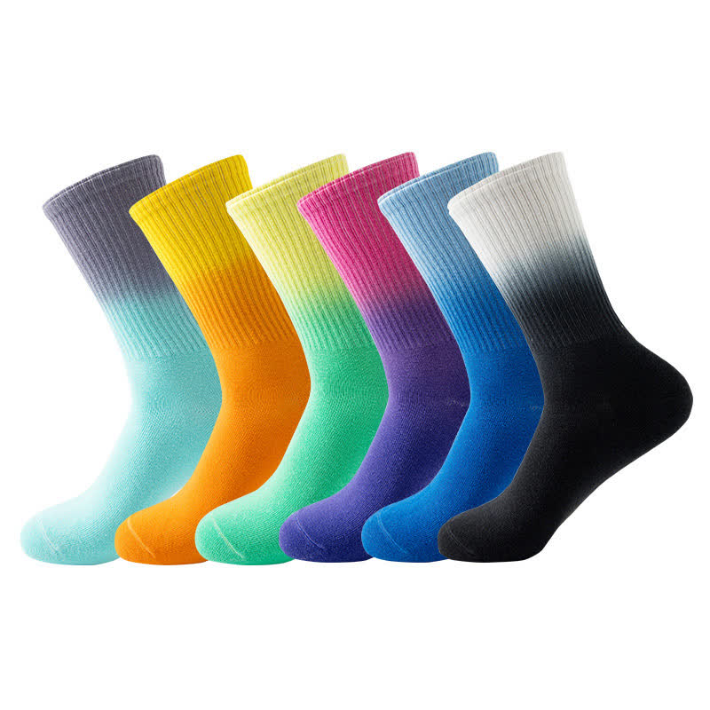 Gradient Color Block Quarter Compression Socks(6 Pairs) - Multicolor - EU35-42(US3-8.5) - image 2