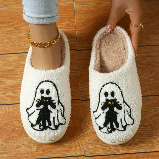 Plus Size Halloween Fun Ghost Slippers - White - EU44-45(US10-11) - image 1
