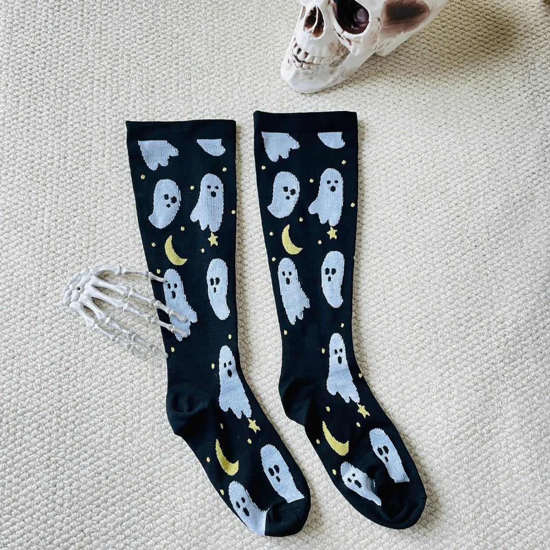 Plus Size Halloween Ghost Series Compression Socks(3 Pairs) - image 2