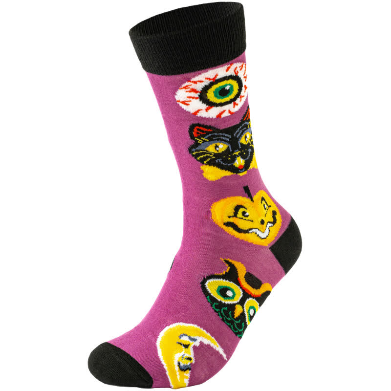 Plus Size Halloween Cute Cartoon Print Quarter Socks(8 Pairs) - image 15