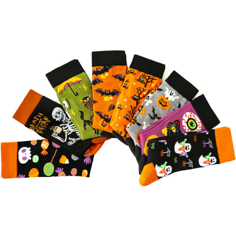Plus Size Halloween Cute Cartoon Print Quarter Socks(8 Pairs) - image 4