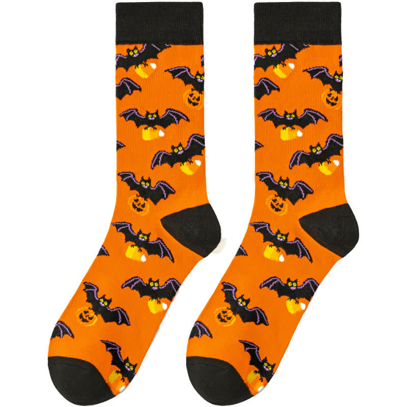 Plus Size Halloween Cute Cartoon Print Quarter Socks(8 Pairs) - Orange-B - EU39-45(US6-11) - image 20
