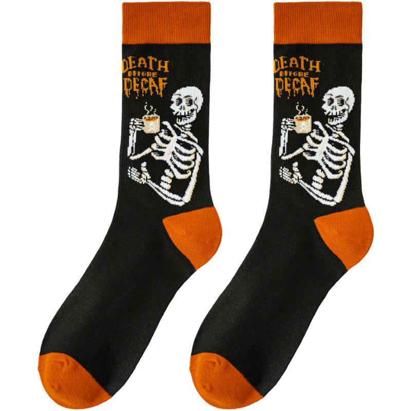 Plus Size Halloween Cute Cartoon Print Quarter Socks(8 Pairs) - Black-C - EU39-45(US6-11) - image 12