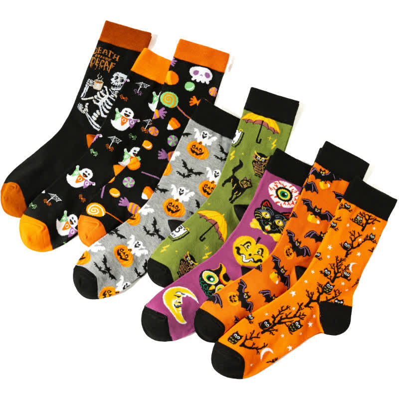 Plus Size Halloween Cute Cartoon Print Quarter Socks(8 Pairs) - Multicolor - EU39-45(US6-11) - image 2
