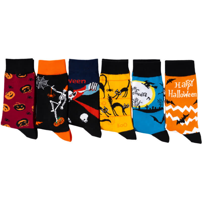Plus Size Halloween-inspired Printed Quarter Socks(6 Pairs) - image 4