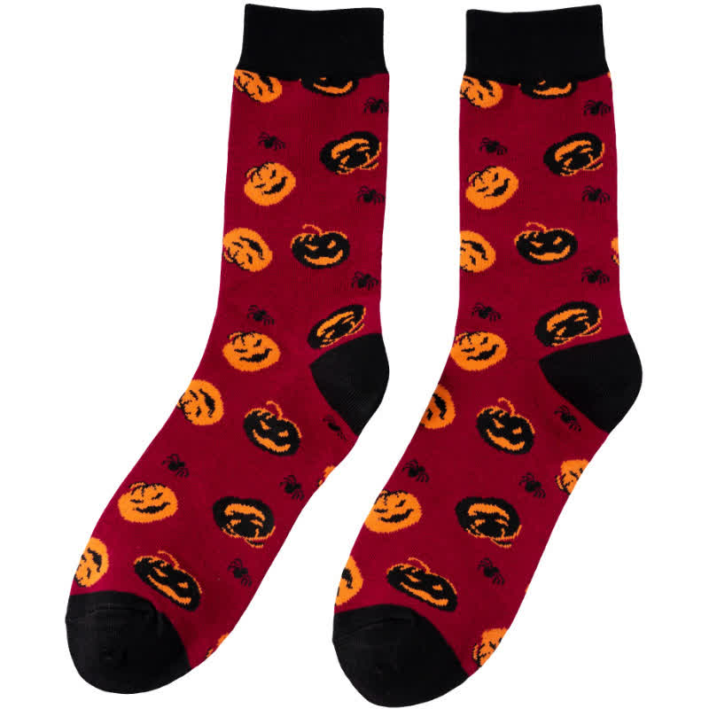 Plus Size Halloween-inspired Printed Quarter Socks(6 Pairs) - Red - EU39-45(US6-11) - image 15