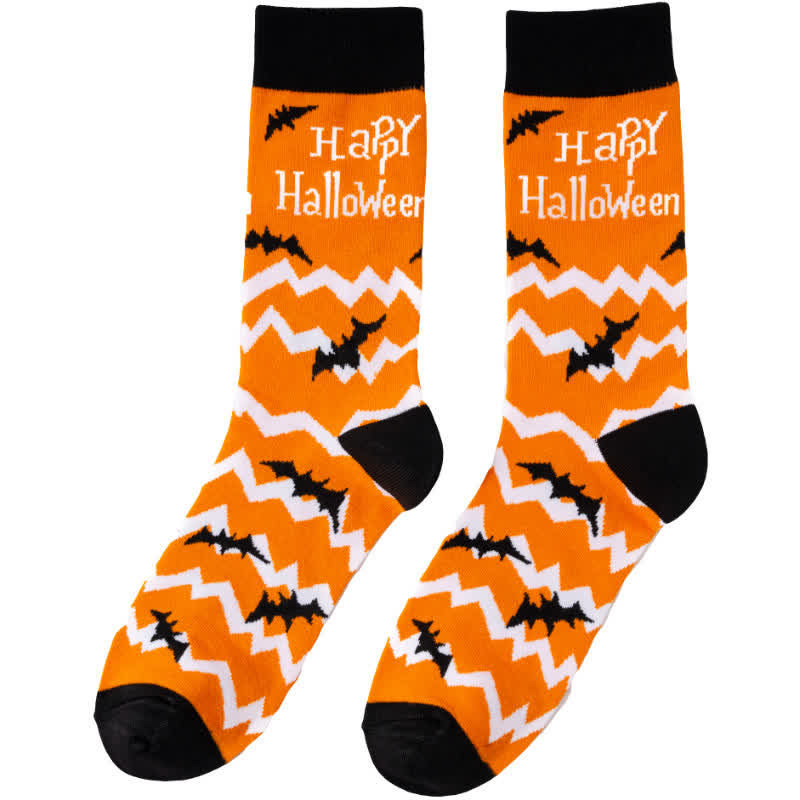 Plus Size Halloween-inspired Printed Quarter Socks(6 Pairs) - Orange - EU39-45(US6-11) - image 9
