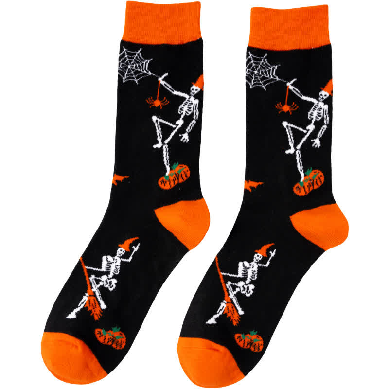 Plus Size Halloween-inspired Printed Quarter Socks(6 Pairs) - Black&Orange - EU39-45(US6-11) - image 17