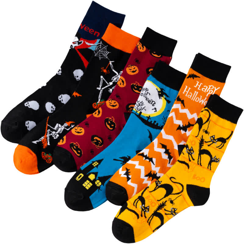 Plus Size Halloween-inspired Printed Quarter Socks(6 Pairs) - Multicolor - EU39-45(US6-11) - image 2