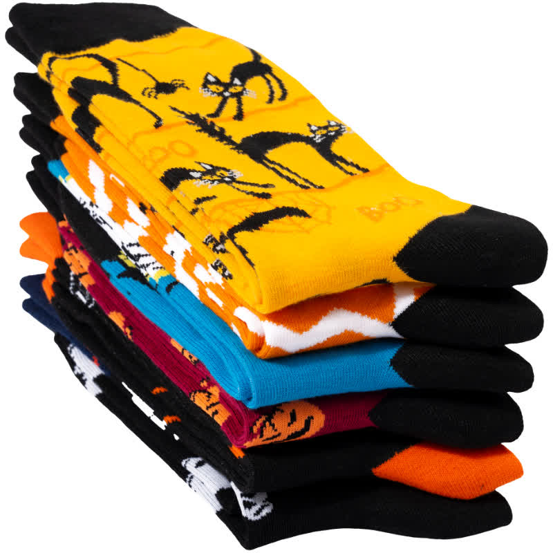 Plus Size Halloween-inspired Printed Quarter Socks(6 Pairs) - image 5