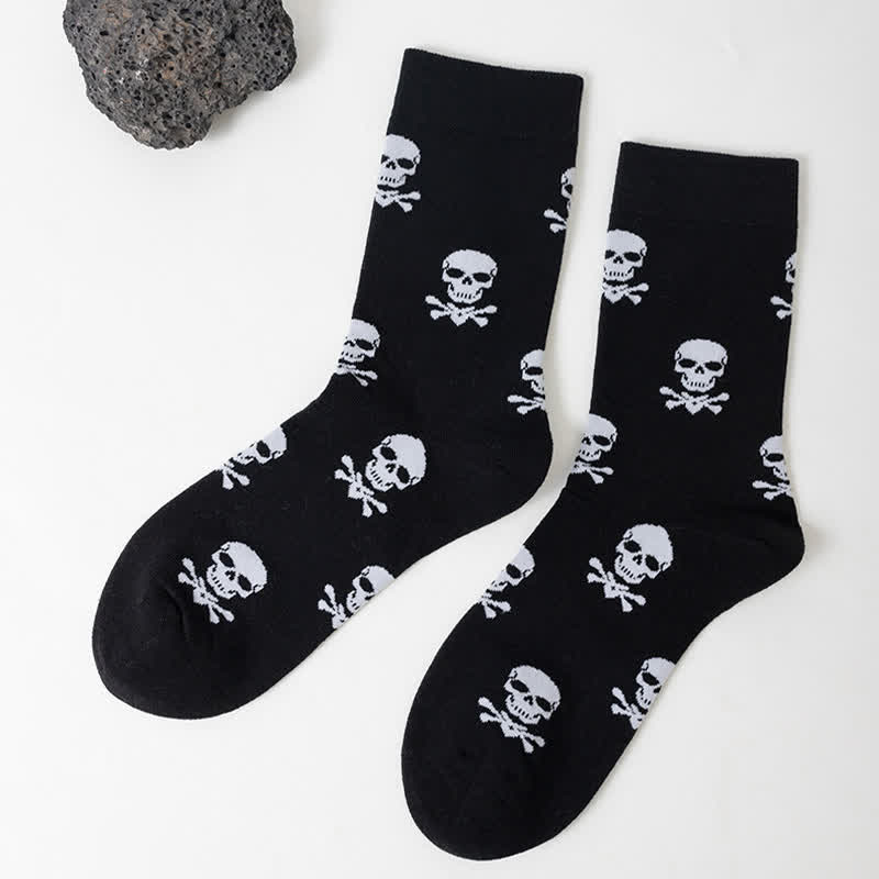 Plus Size Halloween Fun Pumpkin Skull Quarter Socks(6 Pairs) - Black - F - EU36-44(US4-10) - image 16