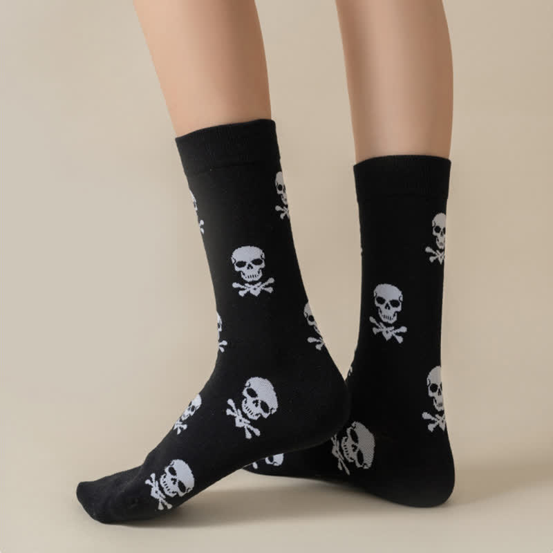 Plus Size Halloween Fun Pumpkin Skull Quarter Socks(6 Pairs) - image 14
