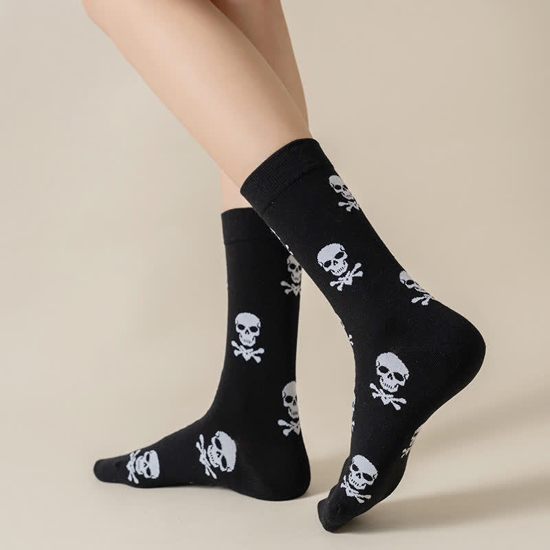 Plus Size Halloween Fun Pumpkin Skull Quarter Socks(6 Pairs) - image 15