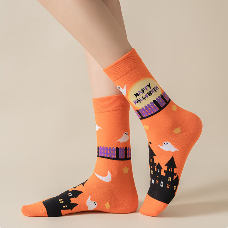 Plus Size Halloween Cute Cat Ghost Quarter Socks(6 Pairs) - image 8