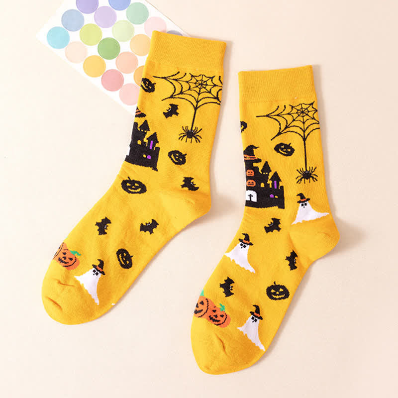 Plus Size Halloween Cute Cat Ghost Quarter Socks(6 Pairs) - Yellow - EU36-44(US4-10) - image 16
