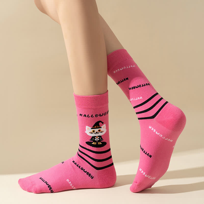 Plus Size Halloween Cute Cat Ghost Quarter Socks(6 Pairs) - image 10