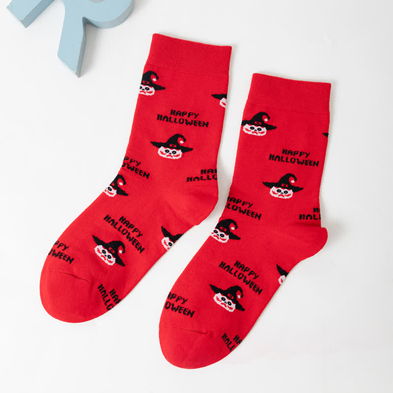 Plus Size Halloween Cute Cat Ghost Quarter Socks(6 Pairs) - Red&Black - EU36-44(US4-10) - image 7
