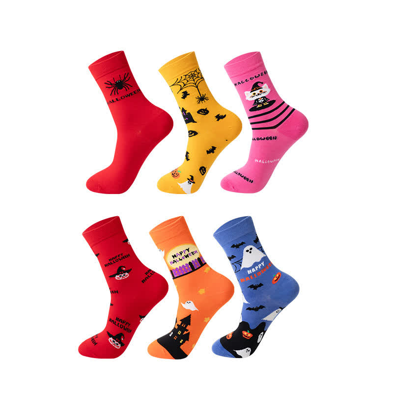 Plus Size Halloween Cute Cat Ghost Quarter Socks(6 Pairs) - image 3