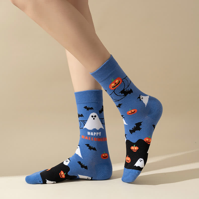Plus Size Halloween Cute Cat Ghost Quarter Socks(6 Pairs) - image 13
