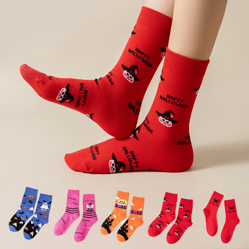 Plus Size Halloween Cute Cat Ghost Quarter Socks(6 Pairs) - image 1