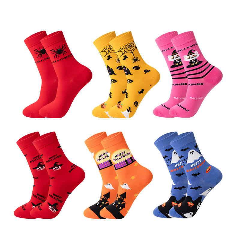 Plus Size Halloween Cute Cat Ghost Quarter Socks(6 Pairs) - Multicolor - EU36-44(US4-10) - image 2