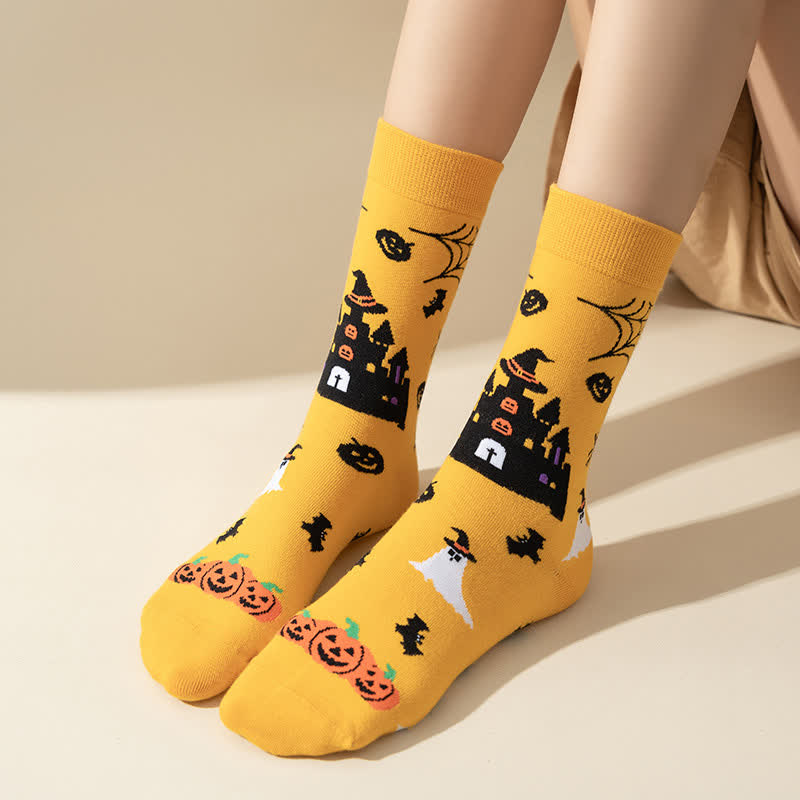 Plus Size Halloween Cute Cat Ghost Quarter Socks(6 Pairs) - image 15