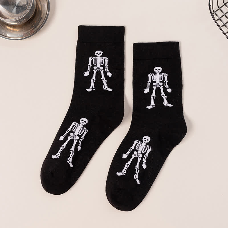 Plus Size Halloween Creative Skull Bat Quarter Socks(4 Pairs) - Black-B - EU36-44(US4-10) - image 8