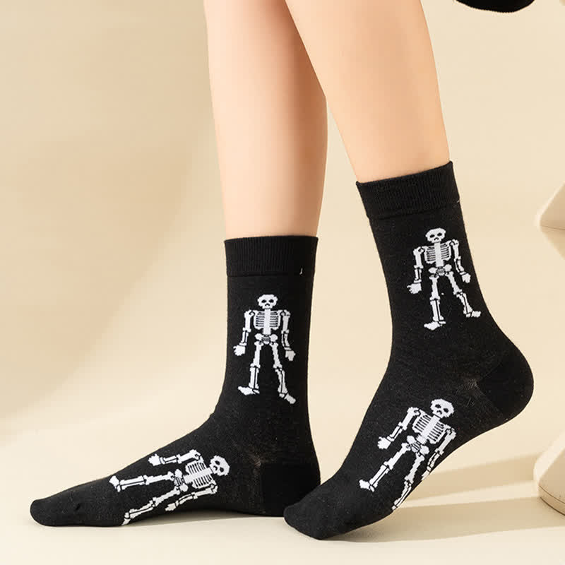 Plus Size Halloween Creative Skull Bat Quarter Socks(4 Pairs) - image 6