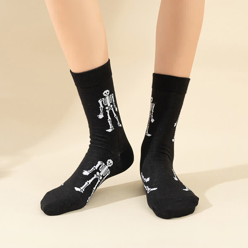 Plus Size Halloween Creative Skull Bat Quarter Socks(4 Pairs) - image 7