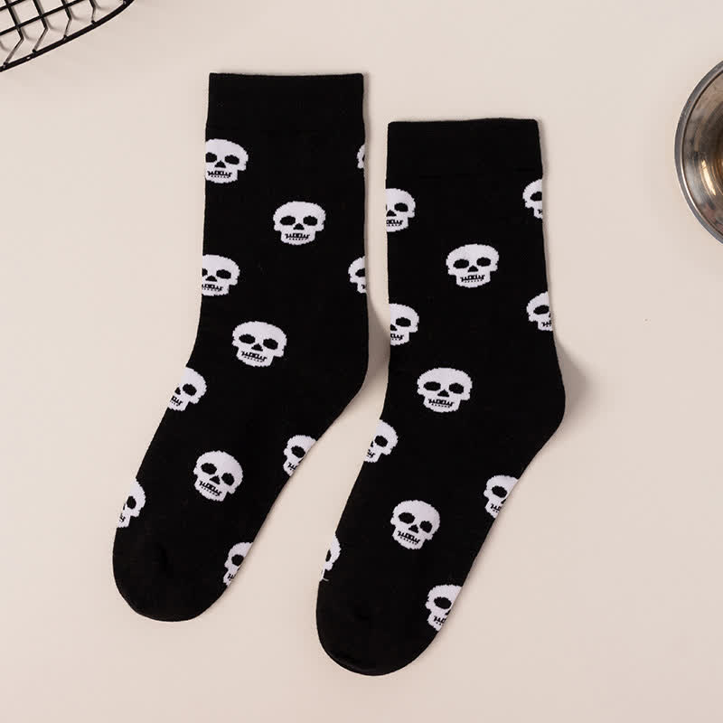 Plus Size Halloween Creative Skull Bat Quarter Socks(4 Pairs) - Black-A - EU36-44(US4-10) - image 5