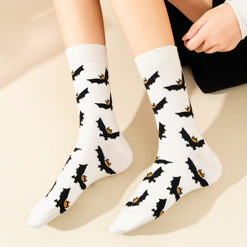 Plus Size Halloween Creative Skull Bat Quarter Socks(4 Pairs) - image 10