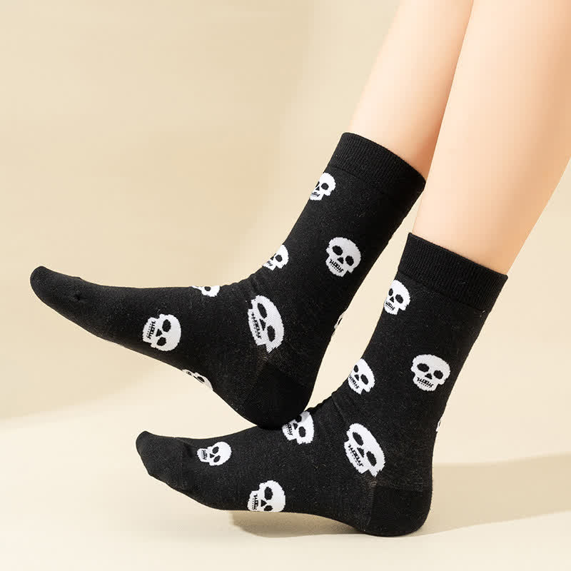 Plus Size Halloween Creative Skull Bat Quarter Socks(4 Pairs) - image 4