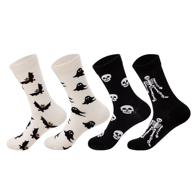 Plus Size Halloween Creative Skull Bat Quarter Socks(4 Pairs) - Multicolor - EU36-44(US4-10) - image 2