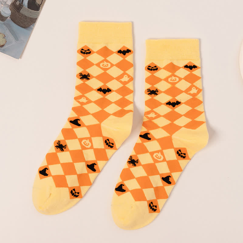 Plus Size Halloween Yellow Pumpkin Quarter Socks(4 Pairs) - Yellow - C - EU36-44(US4-10) - image 12