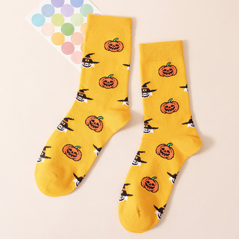 Plus Size Halloween Yellow Pumpkin Quarter Socks(4 Pairs) - Yellow - D - EU36-44(US4-10) - image 15