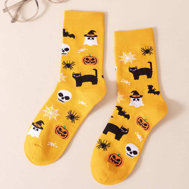 Plus Size Halloween Yellow Pumpkin Quarter Socks(4 Pairs) - Yellow - A - EU36-44(US4-10) - image 6