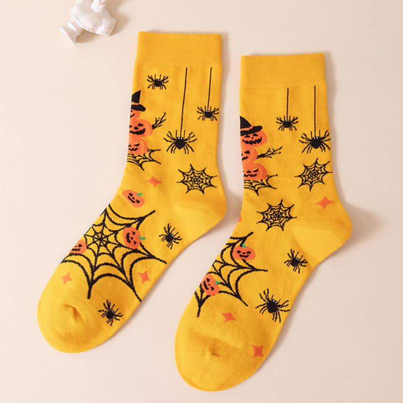 Plus Size Halloween Yellow Pumpkin Quarter Socks(4 Pairs) - Yellow - B - EU36-44(US4-10) - image 9
