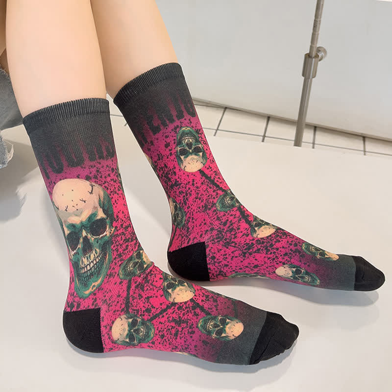 Halloween Creative Skull Quarter Socks(6 Pairs) - image 13
