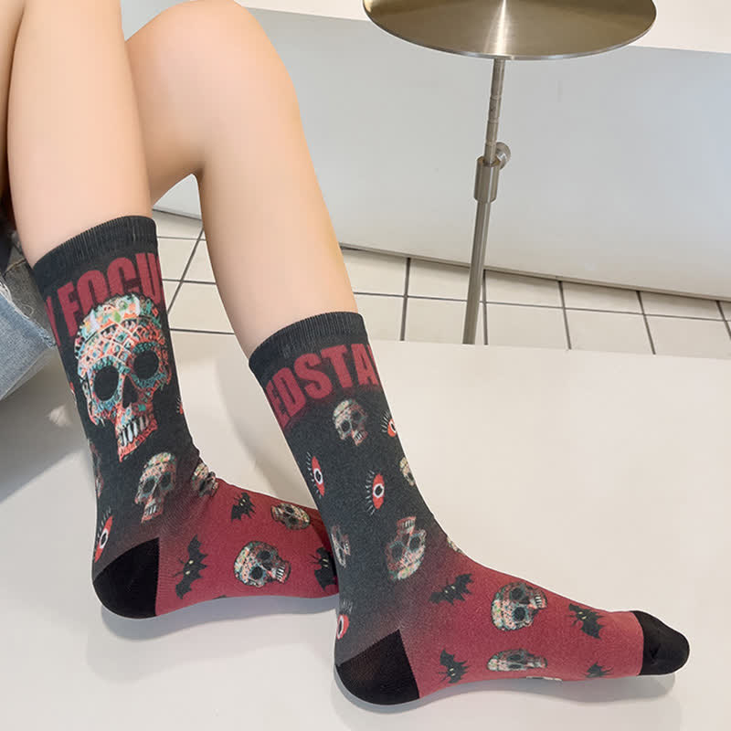 Halloween Creative Skull Quarter Socks(6 Pairs) - image 3