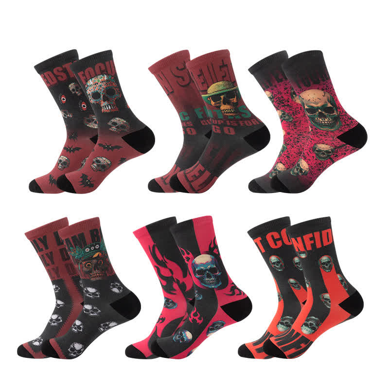 Halloween Creative Skull Quarter Socks(6 Pairs) - Multicolor - EU36-44(US4-10) - image 2