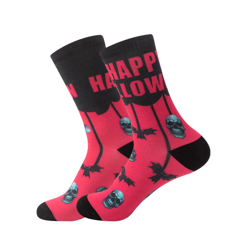 Halloween 3D Digital Skull Print Quarter Socks(6 Pairs) - B - EU36-44(US4-10) - image 6