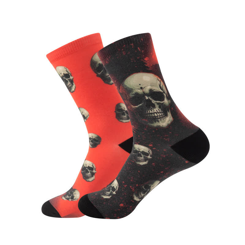 Halloween 3D Digital Skull Print Quarter Socks(6 Pairs) - F - EU36-44(US4-10) - image 14