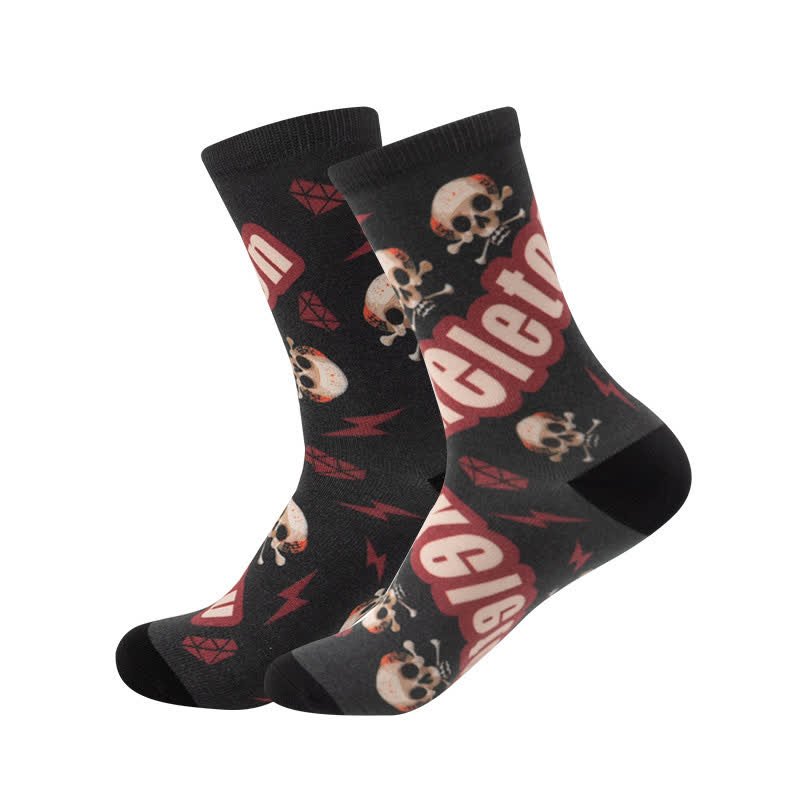 Halloween 3D Digital Skull Print Quarter Socks(6 Pairs) - E - EU36-44(US4-10) - image 12