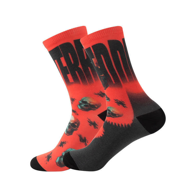 Halloween 3D Digital Skull Print Quarter Socks(6 Pairs) - C - EU36-44(US4-10) - image 8
