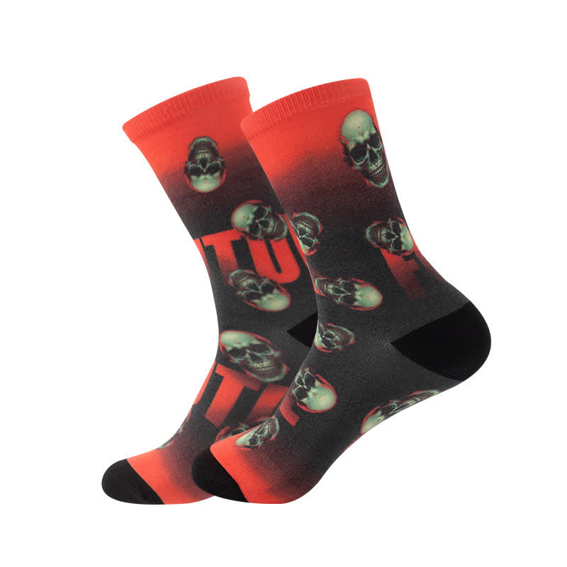 Halloween 3D Digital Skull Print Quarter Socks(6 Pairs) - D - EU36-44(US4-10) - image 10