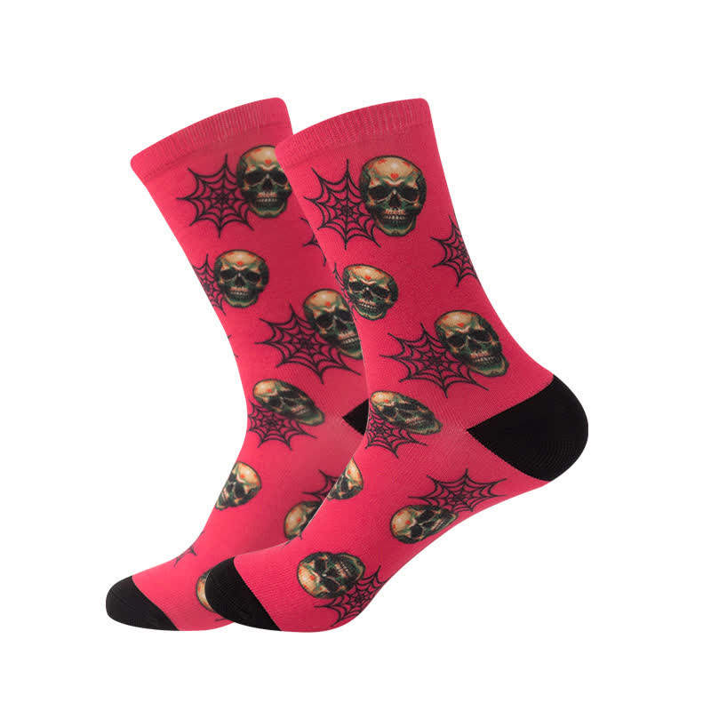 Halloween 3D Digital Skull Print Quarter Socks(6 Pairs) - A - EU36-44(US4-10) - image 4